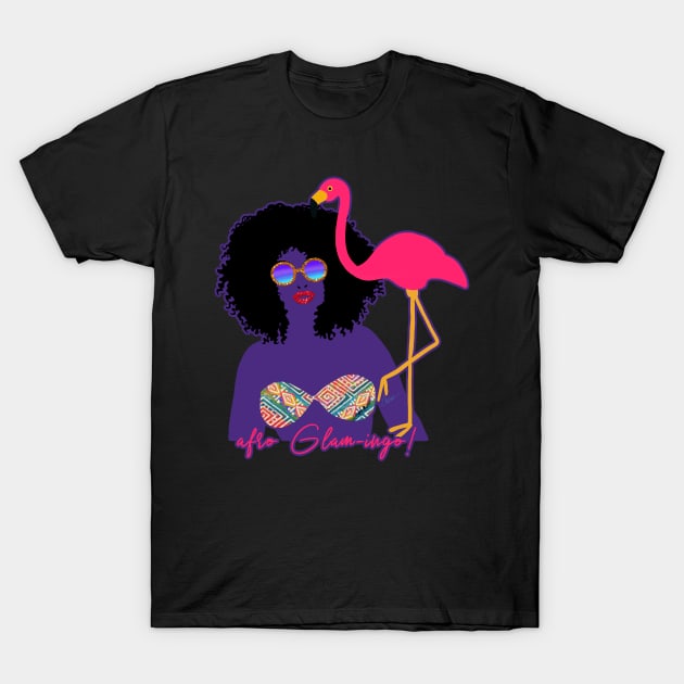 Afro-GLAM-ingo! Glamorous Woman in Bikini | Cherie's Art(c)2022 T-Shirt by CheriesArt